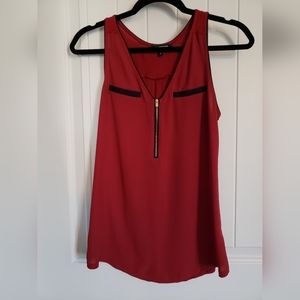 Express Red and Black Sleeveless Blouse